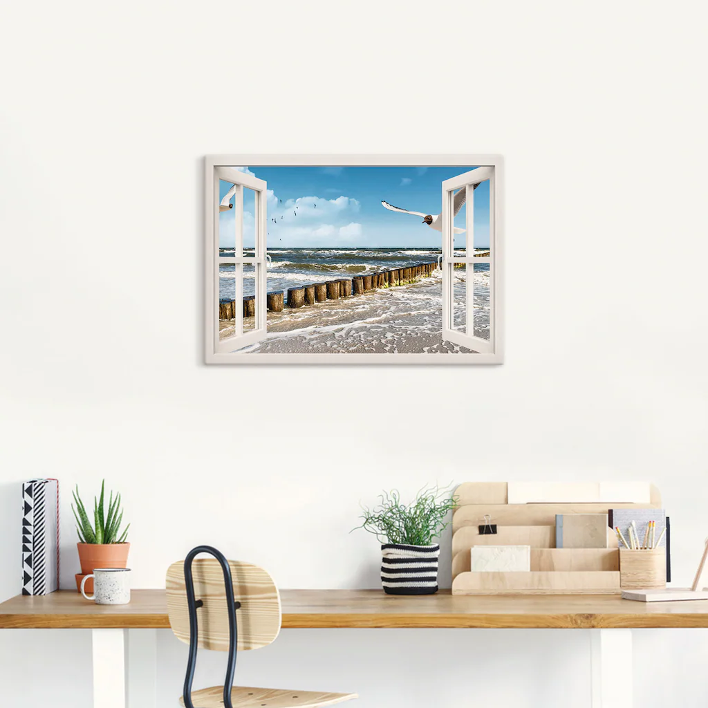 Artland Wandbild "Fensterblick - Ostsee", Fensterblick, (1 St.), als Leinwa günstig online kaufen