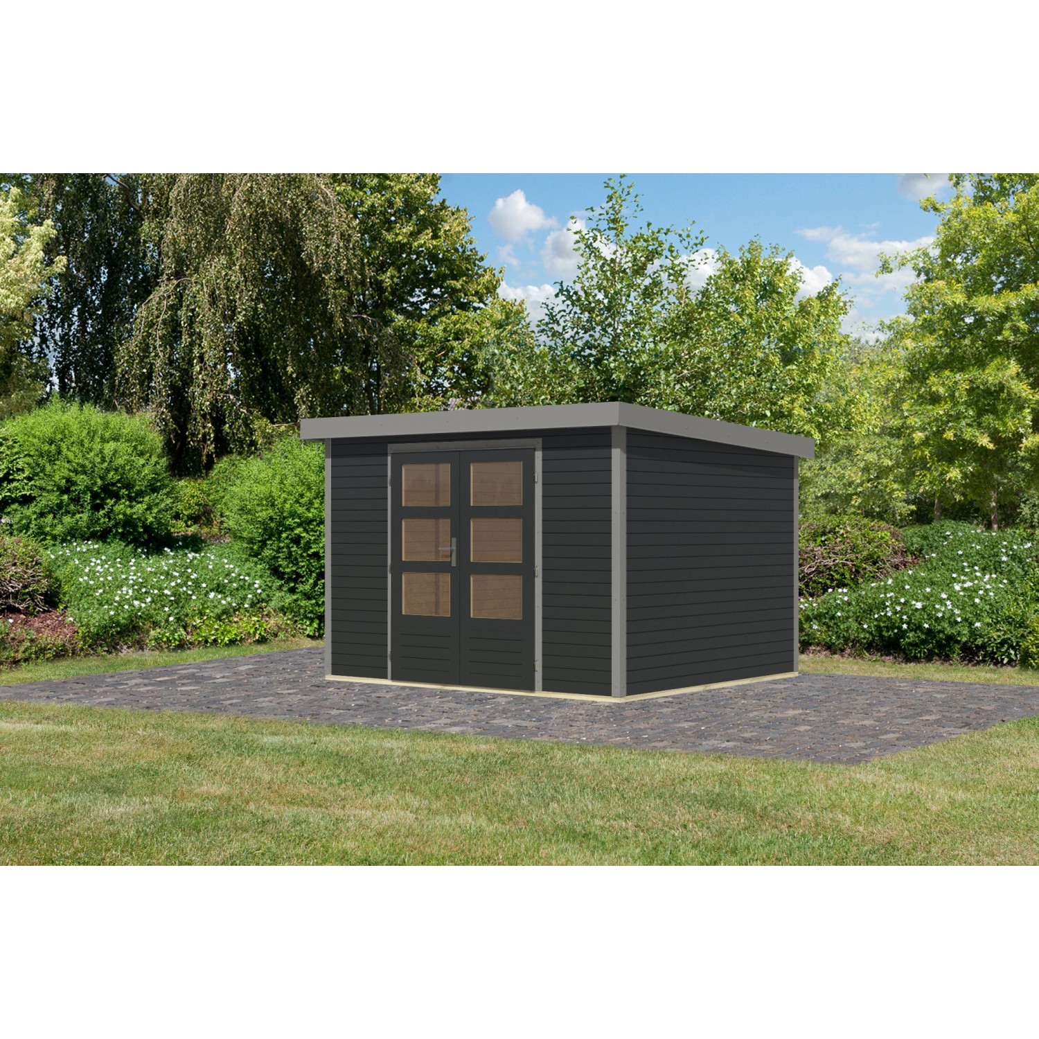 Karibu Gartenhaus Diego 5 C Anthrazit/Graualuminium 209 x 298 x 242 cm günstig online kaufen