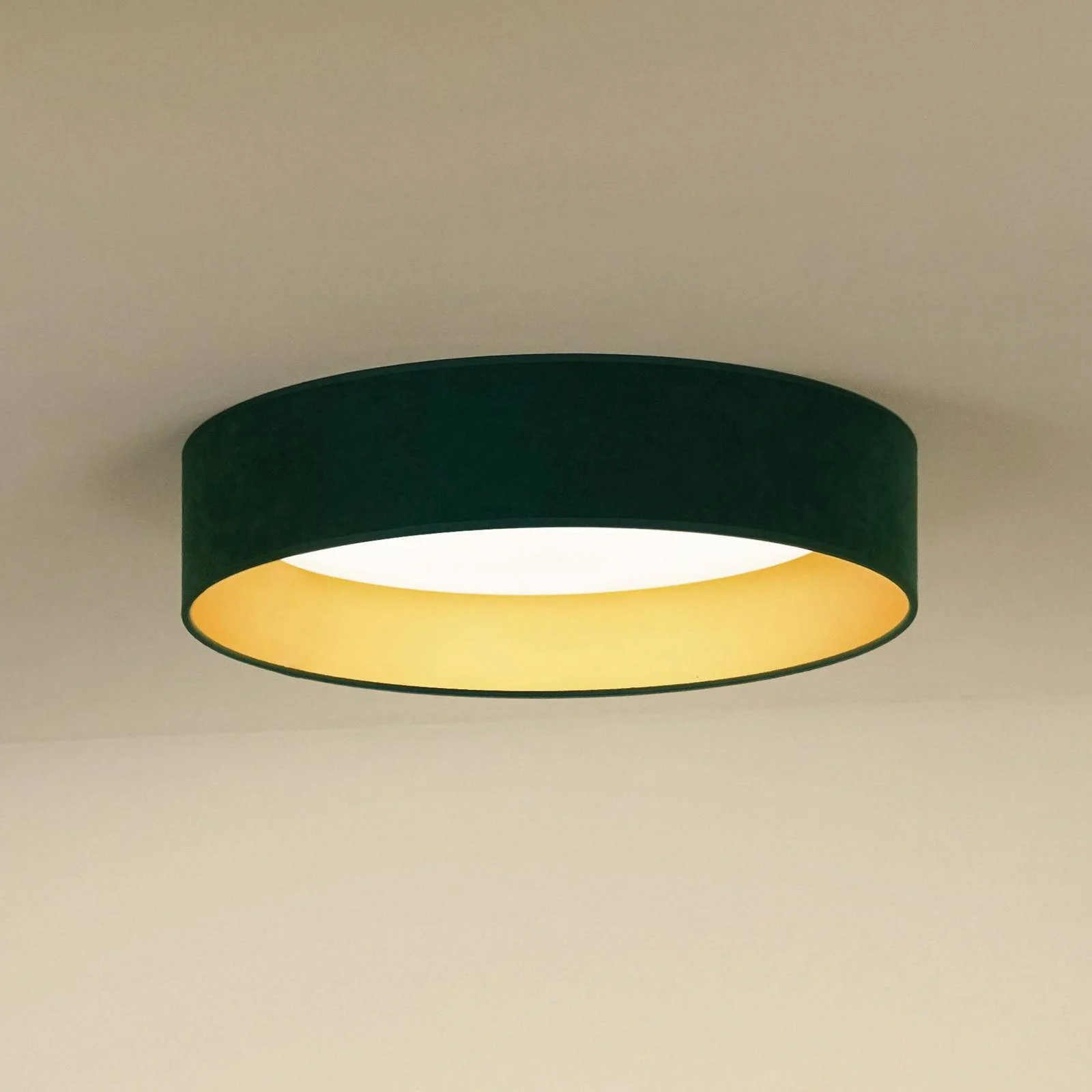 LED-Deckenleuchte Plafond, Samt grün, Ø 45 cm, 3-step-dim günstig online kaufen