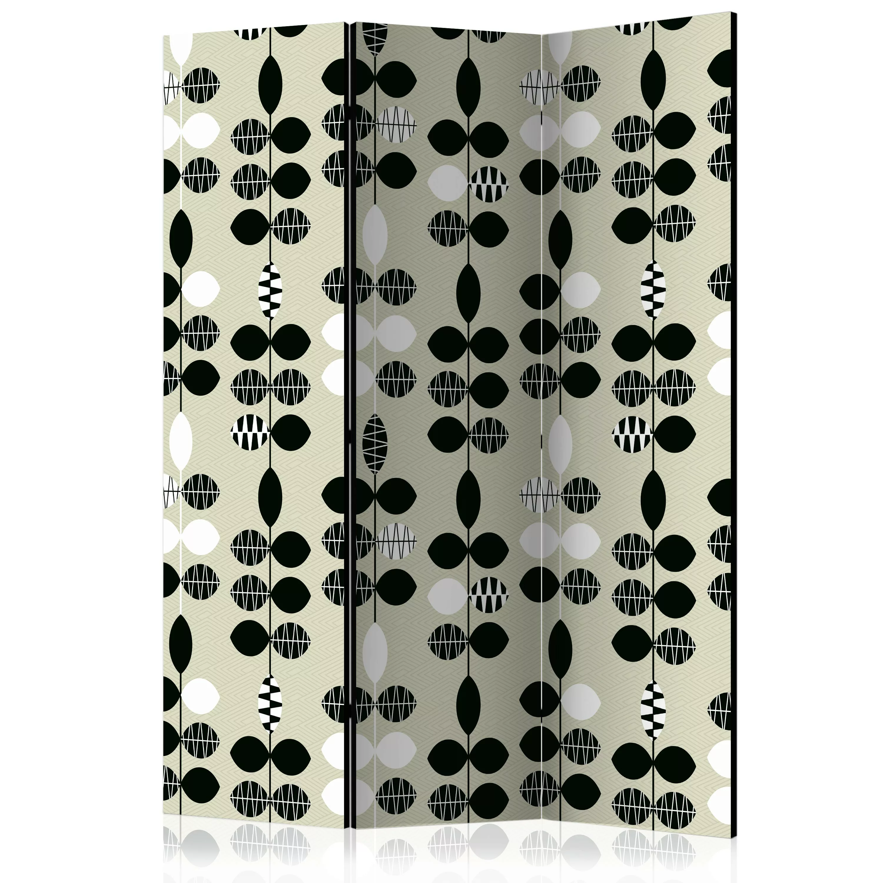 3-teiliges Paravent - Black And White Dots [room Dividers] günstig online kaufen