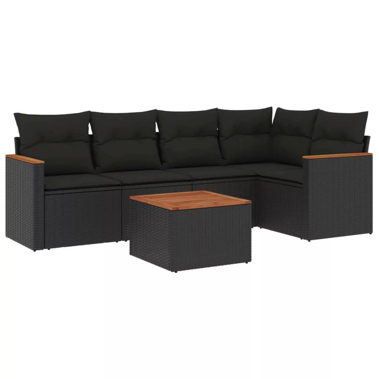 vidaXL 6-tlg Garten-Sofagarnitur mit Kissen Schwarz Poly Rattan Modell 239 günstig online kaufen