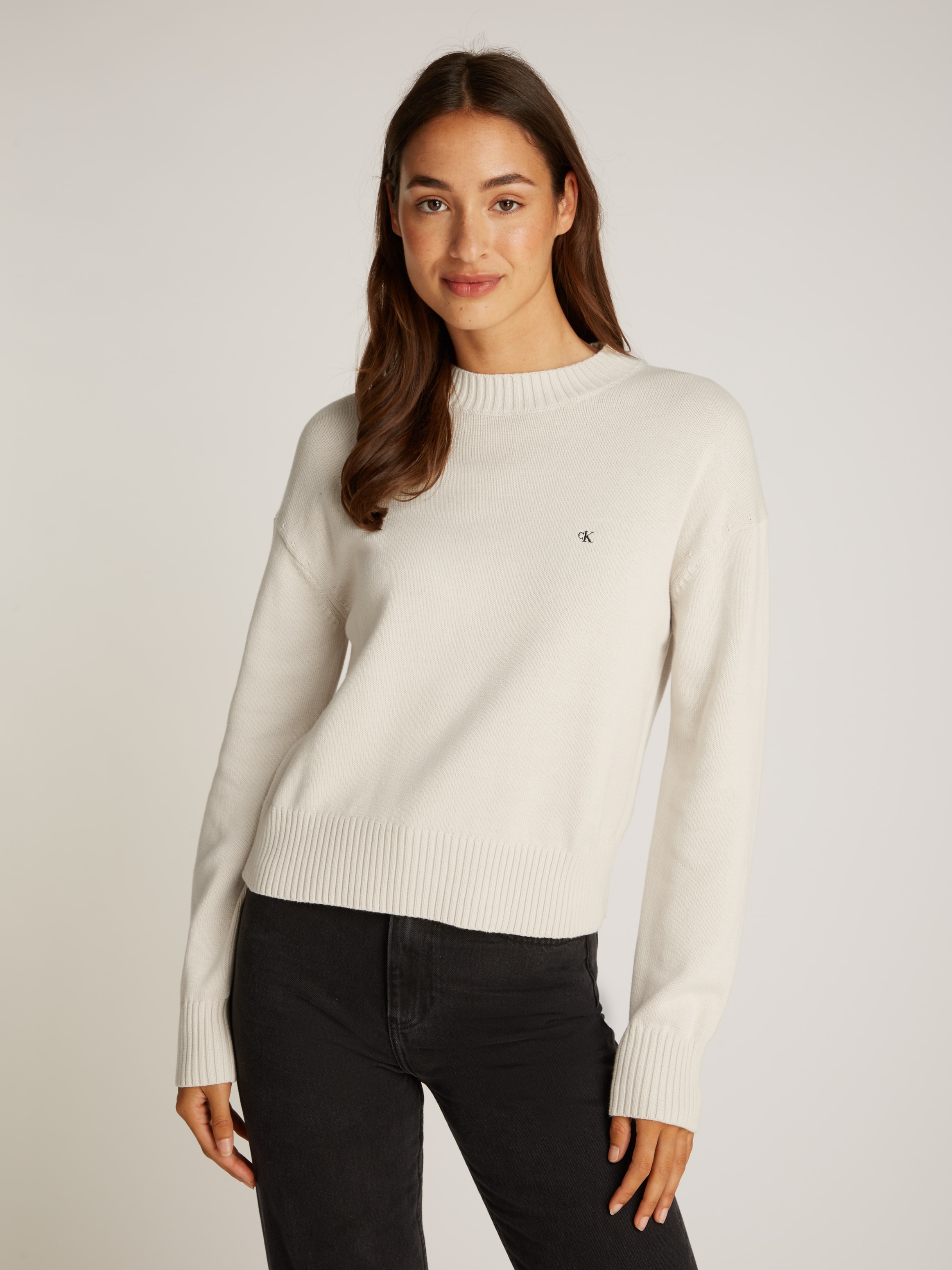 Calvin Klein Jeans Rundhalspullover MONOGRAM EMBRO CREWNECK SWEATER mit Log günstig online kaufen