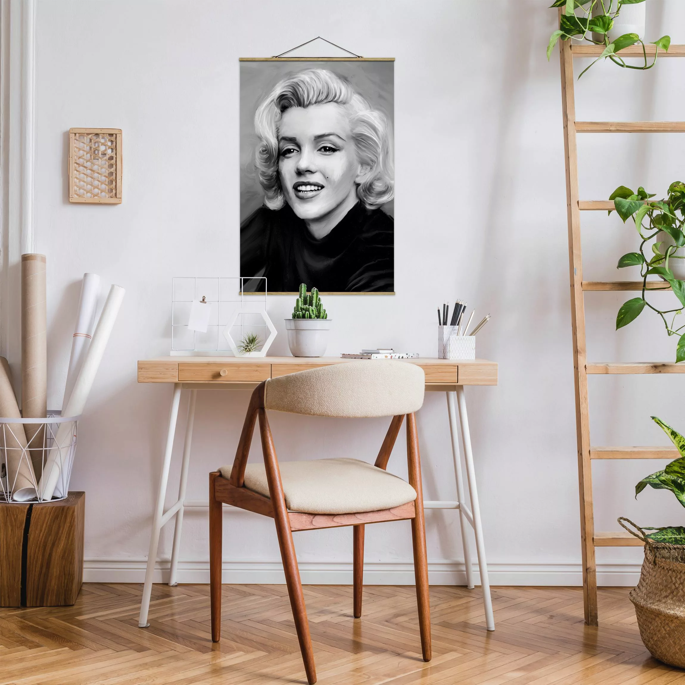 Stoffbild Kunstdruck mit Posterleisten - Hochformat Marilyn privat günstig online kaufen