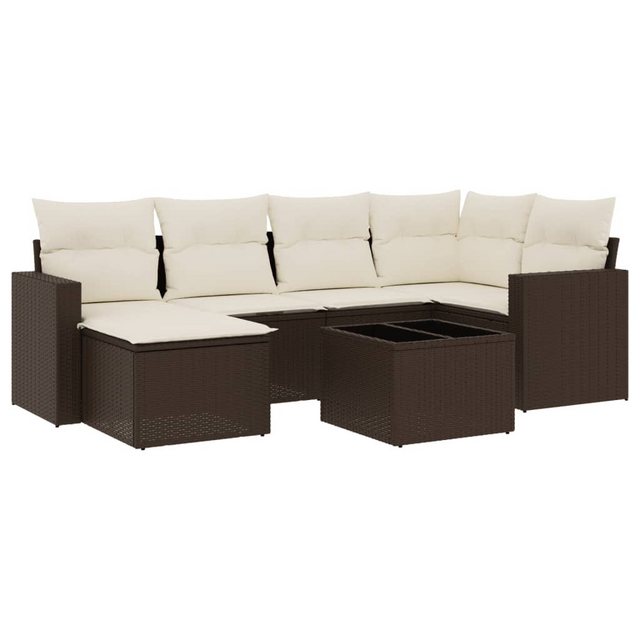 vidaXL Sofaelement 7-tlg. Garten-Sofagarnitur mit Kissen Braun Poly Rattan günstig online kaufen