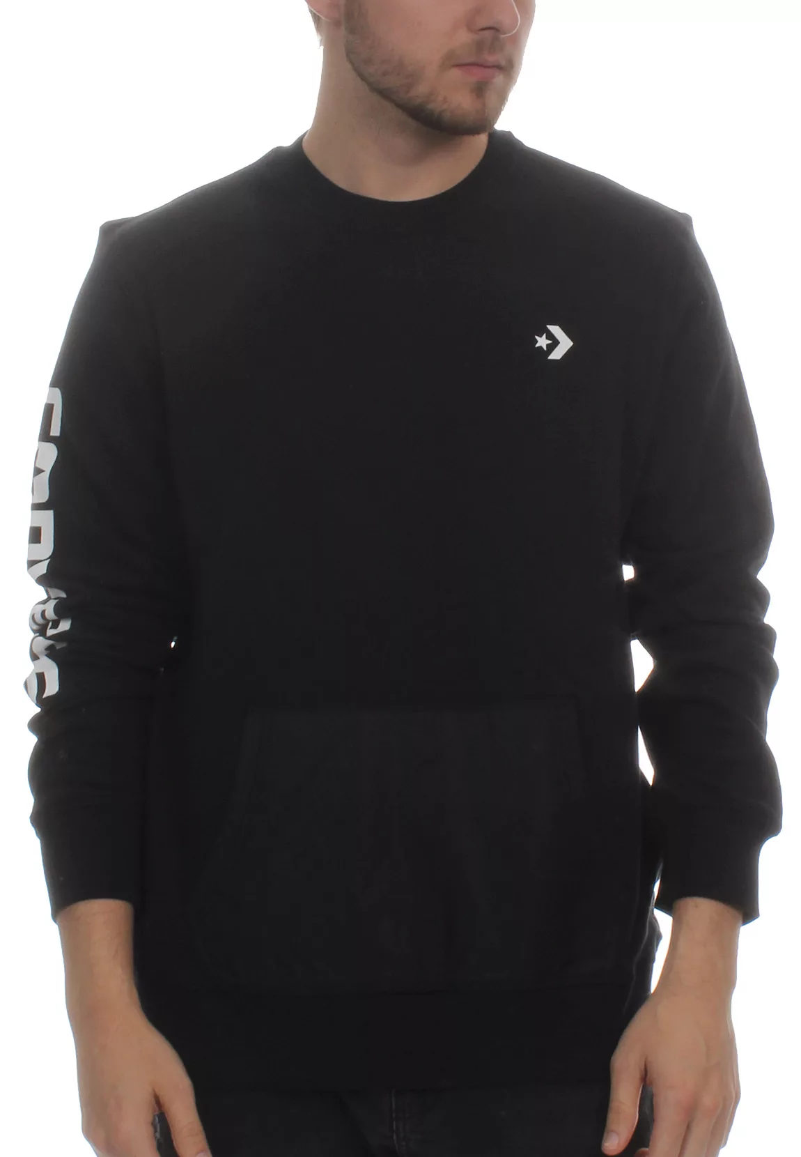 Converse Herren Sweatshirt MIXED MEDIA CREW 10004682 001 Black günstig online kaufen