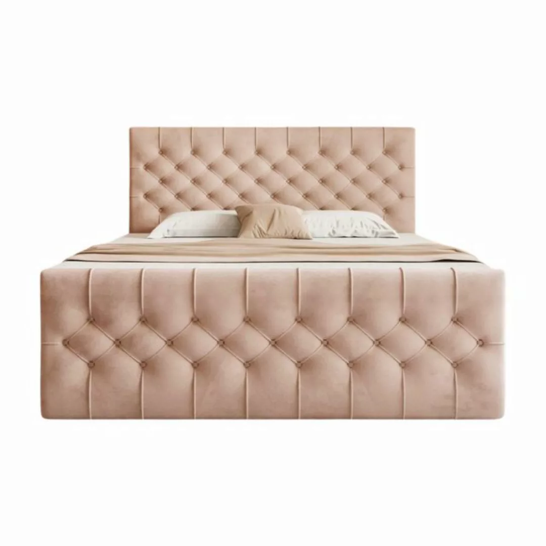 Goldstoff Boxspringbett TAURIEL mit Zwei Bettkasten (Federkernmatratze & To günstig online kaufen