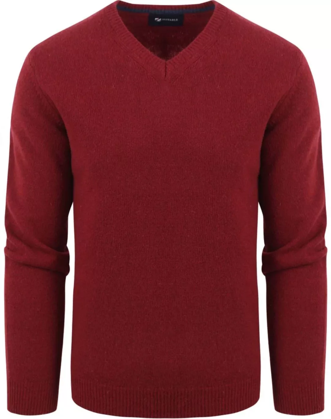Suitable Lammwolle Pullover V-Ausschnitt Bordeaux - Größe M günstig online kaufen