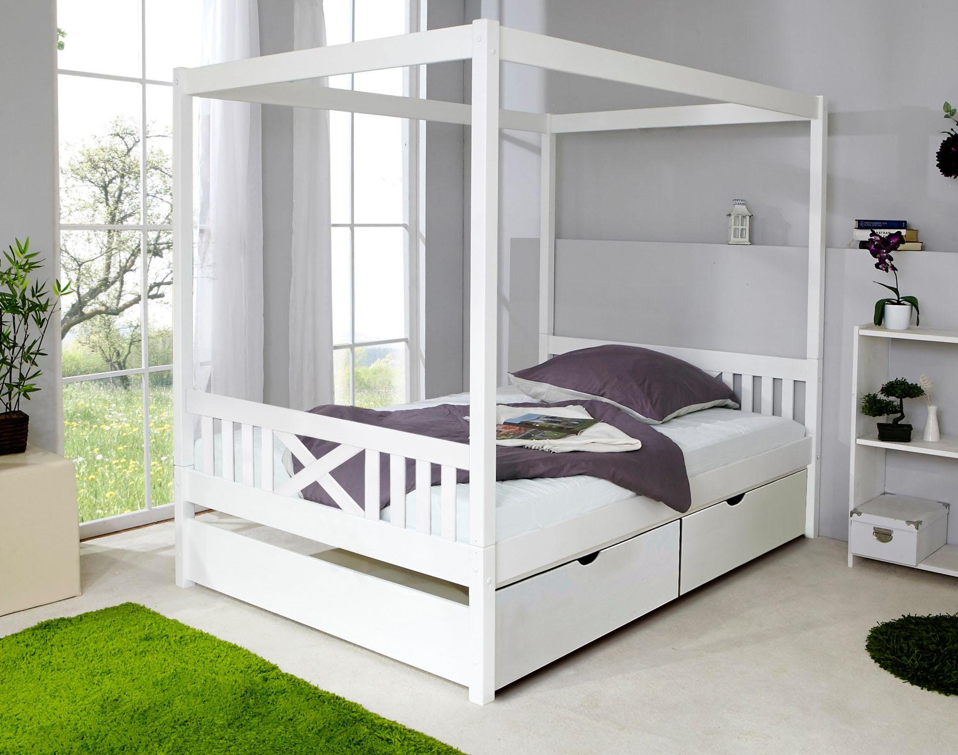 Ticaa Himmelbett "Lino", Himmelbett, inkl. Schubkasten und Rollrost günstig online kaufen