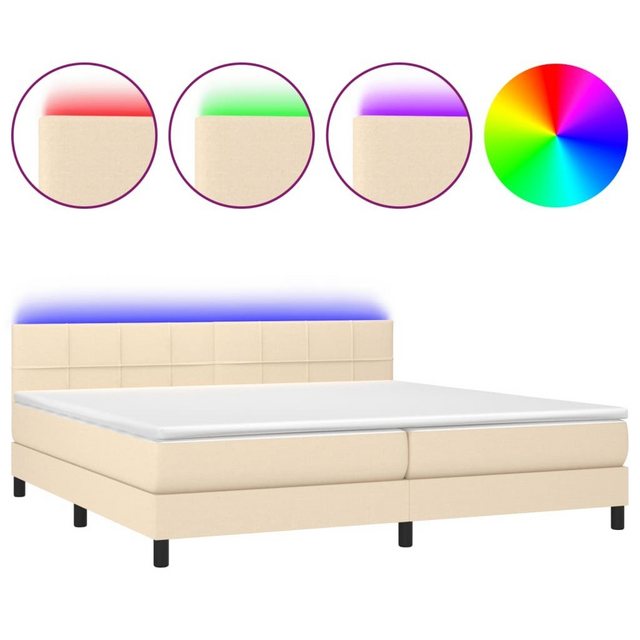 vidaXL Boxspringbett Boxspringbett mit Matratze LED Creme 200x200 cm Stoff günstig online kaufen