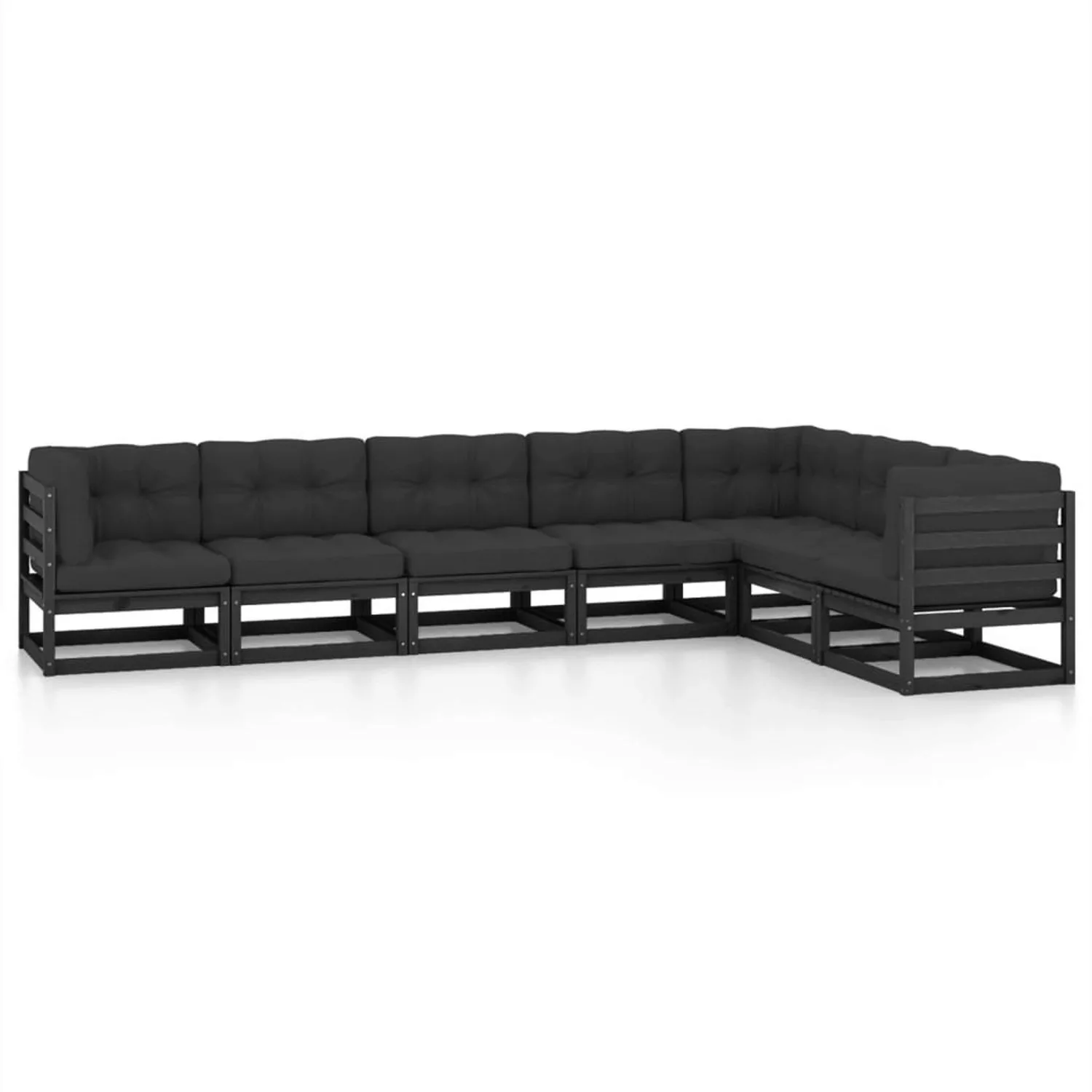 7-tlg. Garten-lounge-set Mit Kissen Schwarz Massivholz Kiefer günstig online kaufen