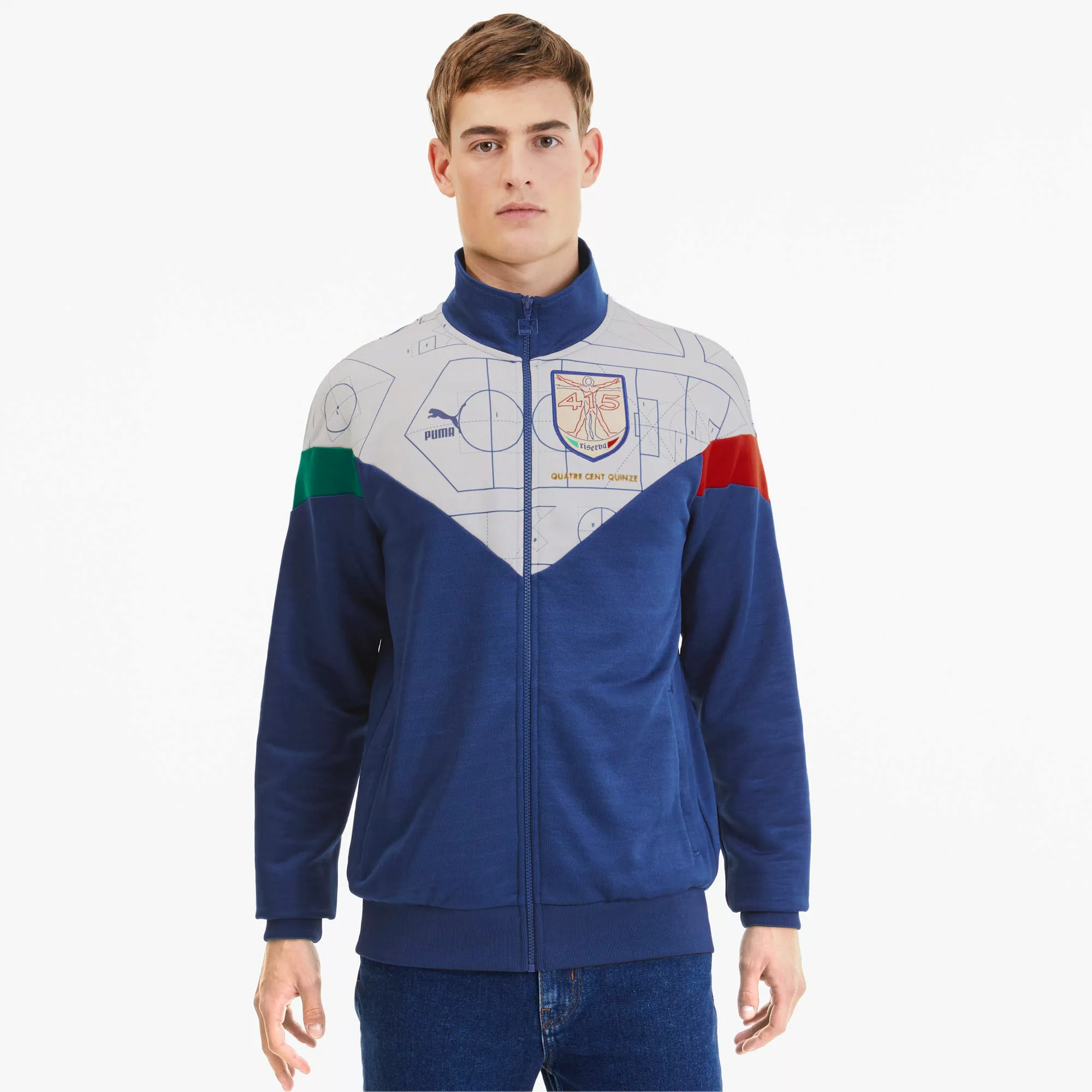 PUMA Italien Herren Trainingsjacke | Mit Aucun | Braun/Blau | Größe: L günstig online kaufen