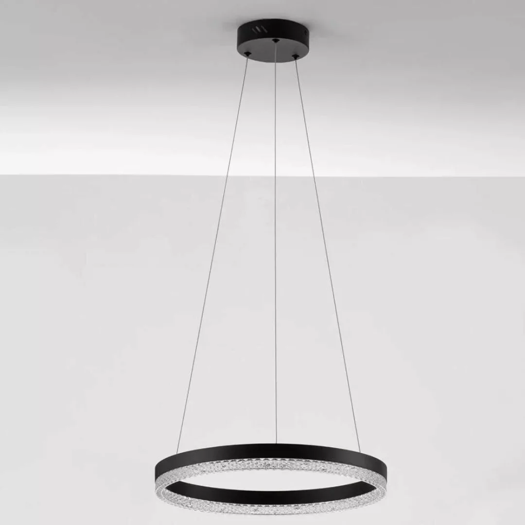 LED Pendelleuchte Adria in Schwarz und Transparent 23W 2521lm günstig online kaufen