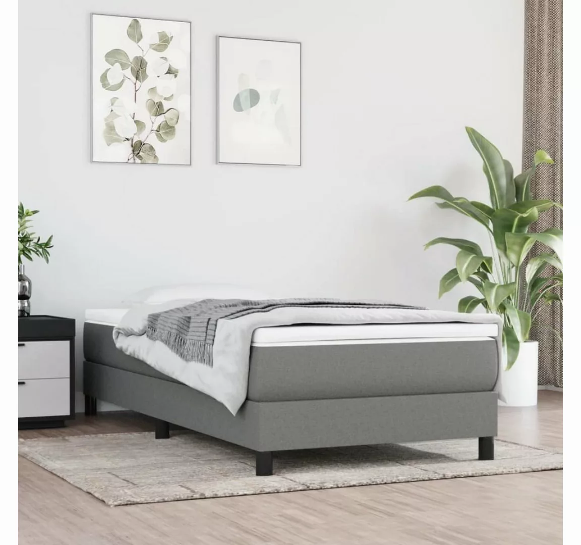 furnicato Bett Boxspringbett mit Matratze Dunkelgrau 90x200 cm Stoff günstig online kaufen