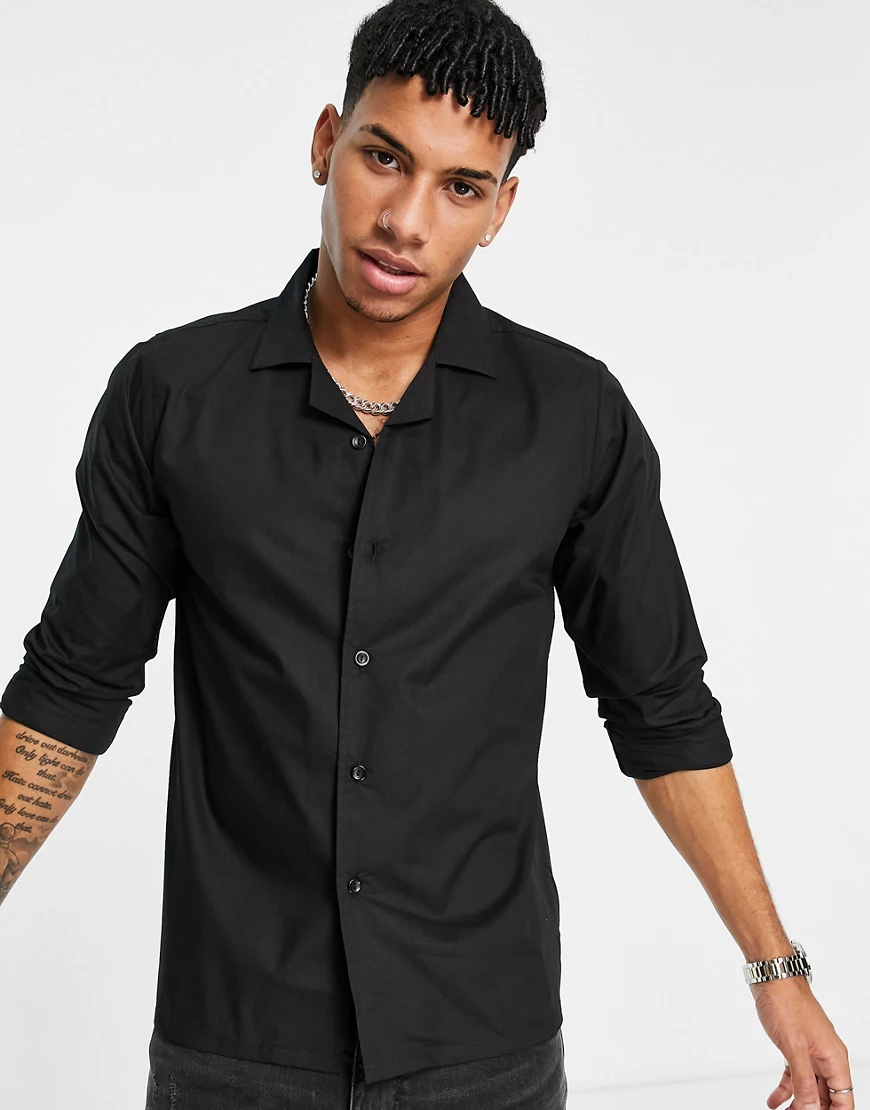 Bolongaro Trevor – Langärmliges Hemd mit Reverskragen-Schwarz günstig online kaufen