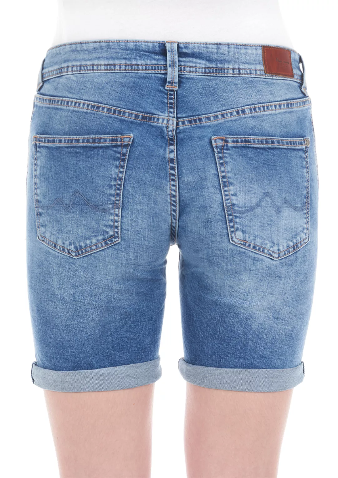 Pepe Jeans Damen Jeans Short Poppy Blau - Blue Denim günstig online kaufen