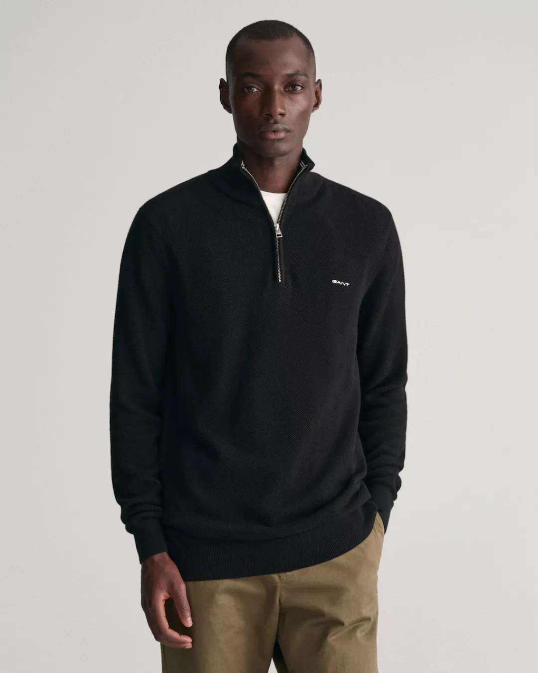 Gant Troyer COTTON PIQUE HALF ZIP mit Piqué-Struktur günstig online kaufen