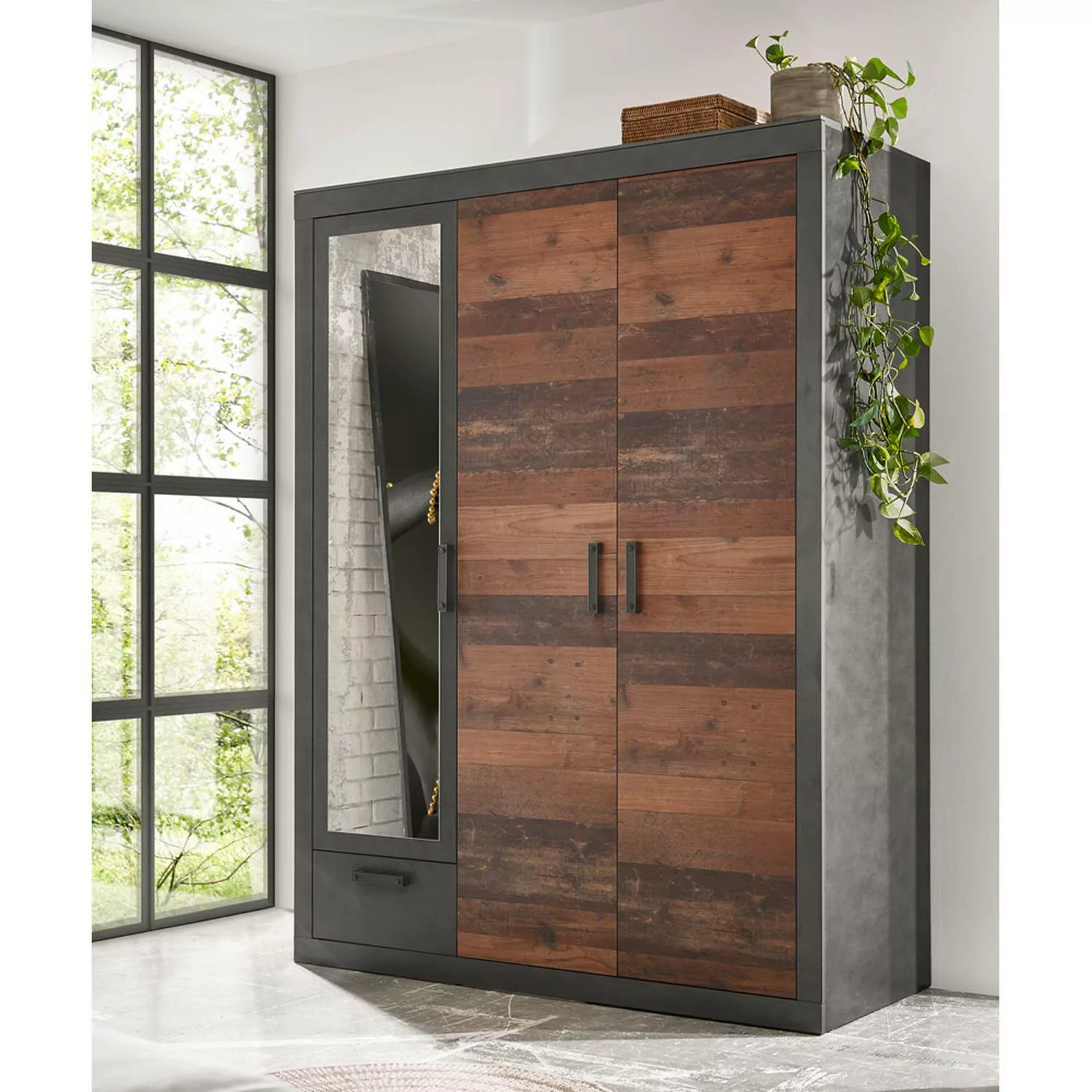 Lomadox Kleiderschrank BERLIN-S-61 Old Mix Dekor 150x201x60 cm günstig online kaufen