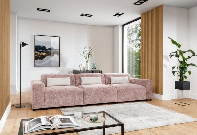 Luxusbetten24 Sofa Designer 3er Sofa Napoli, mit geflochtener Stoffstruktur günstig online kaufen
