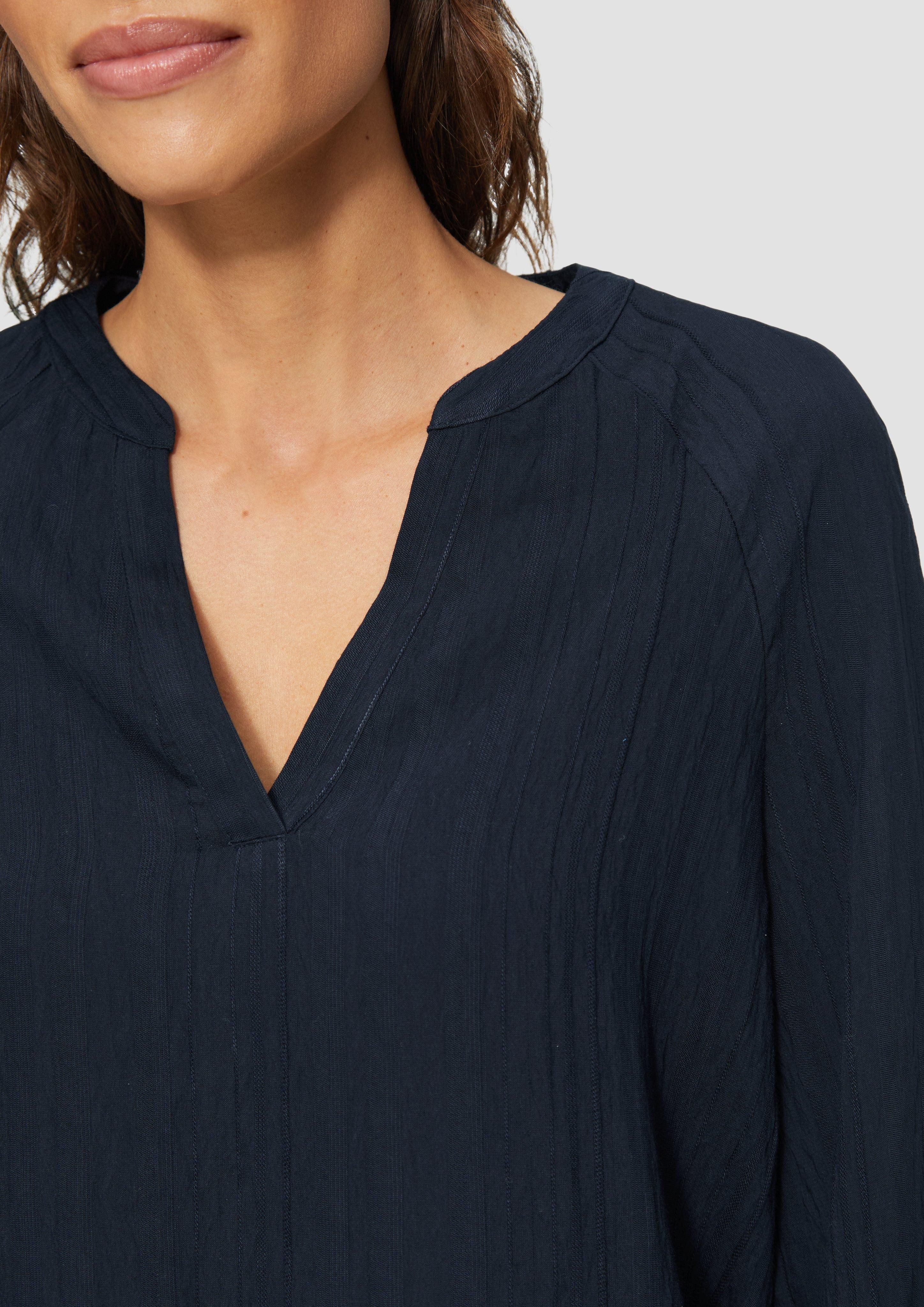 s.Oliver Langarmbluse Bluse mit Strukturstreifen Raffung günstig online kaufen