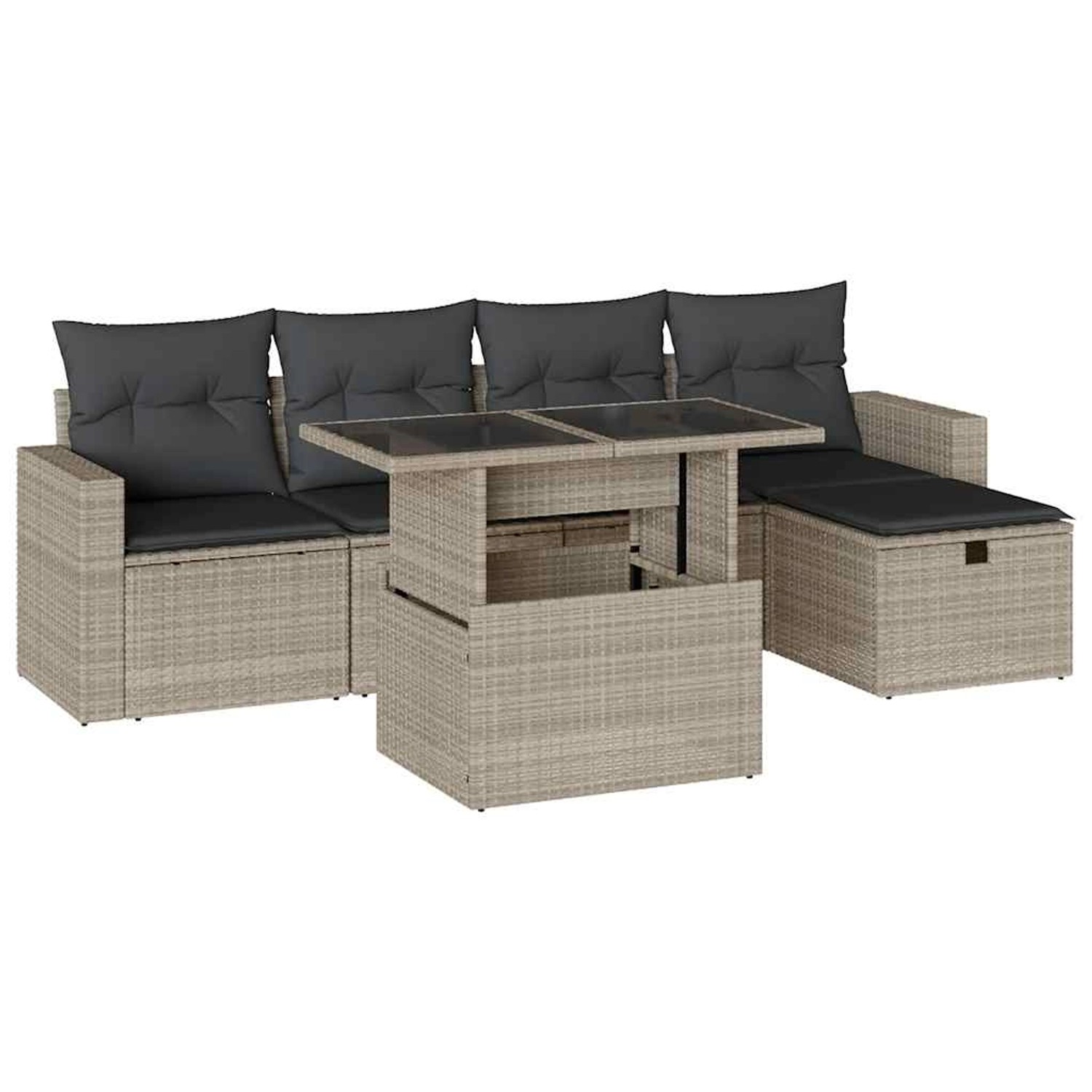 vidaXL 6-Tlg Garten-Sofagarnitur mit Kissen Hellgrau Poly Rattan 3274812 günstig online kaufen