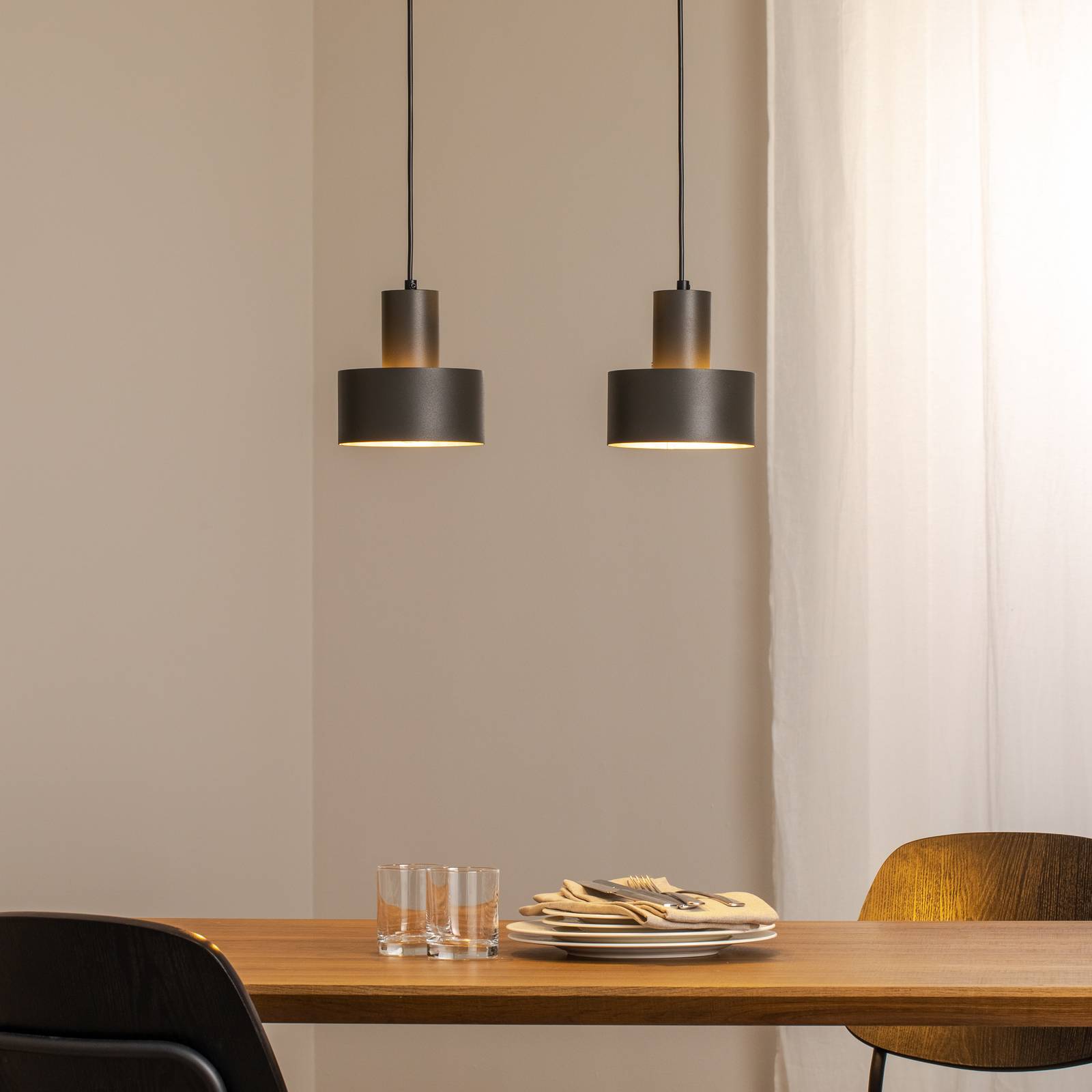 Hängeleuchte Rif 2, olivgrün, 2-flammig, linear, Stahl günstig online kaufen