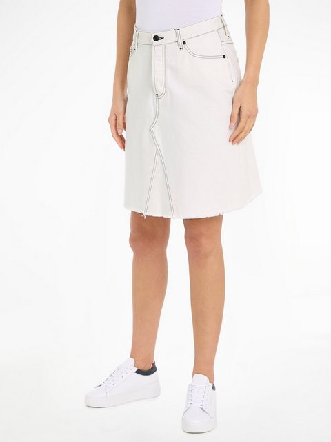 Tommy Hilfiger Jeansrock "DNM RW A-LINE SKIRT ECRU", Webrock mit Logoprägun günstig online kaufen