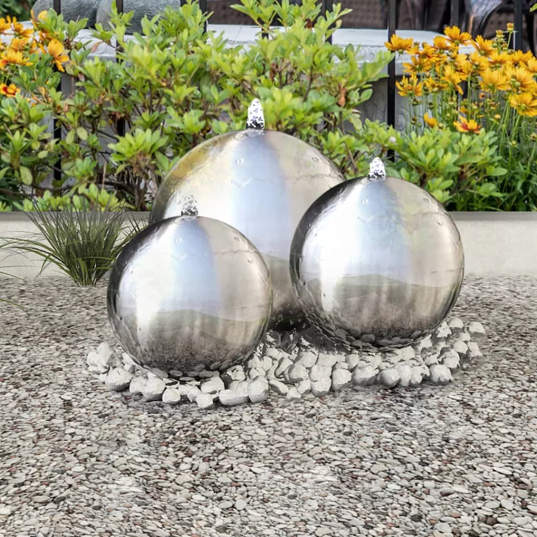 3 Stk. Garten-springbrunnen Sphere Mit Leds Edelstahl günstig online kaufen