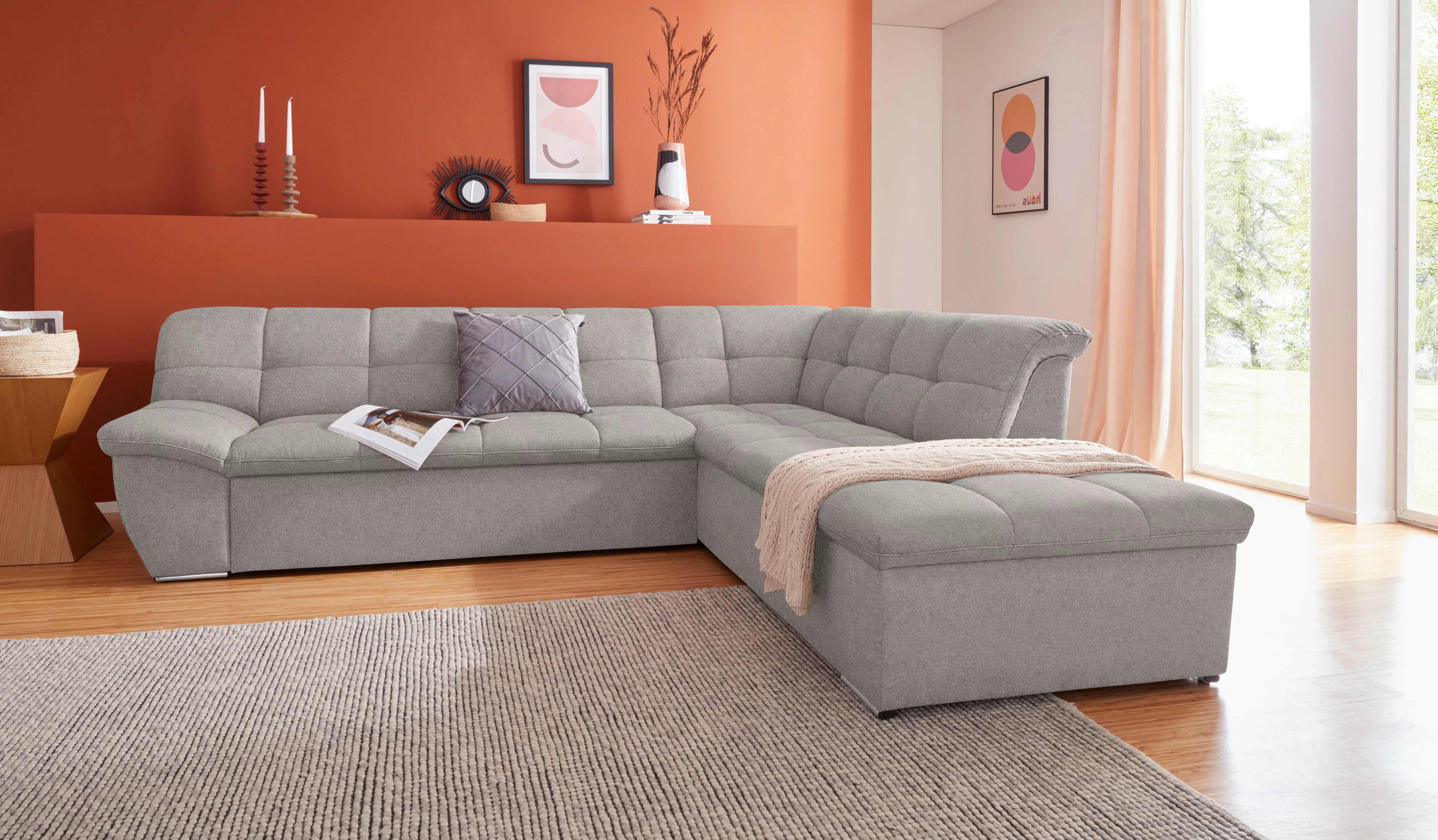 DOMO collection Ecksofa "Lagoa, moderne Sitzheftung, bequem und komfortabel günstig online kaufen