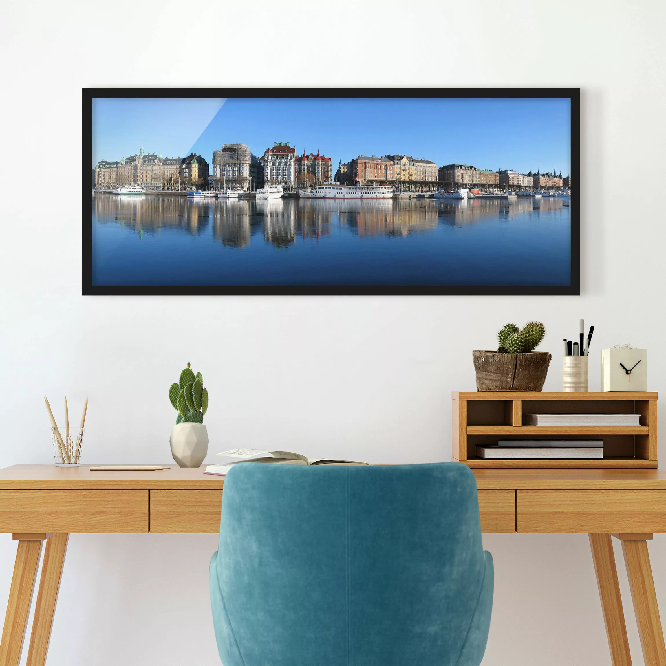 Bild mit Rahmen Architektur & Skyline - Panorama Stockholm günstig online kaufen