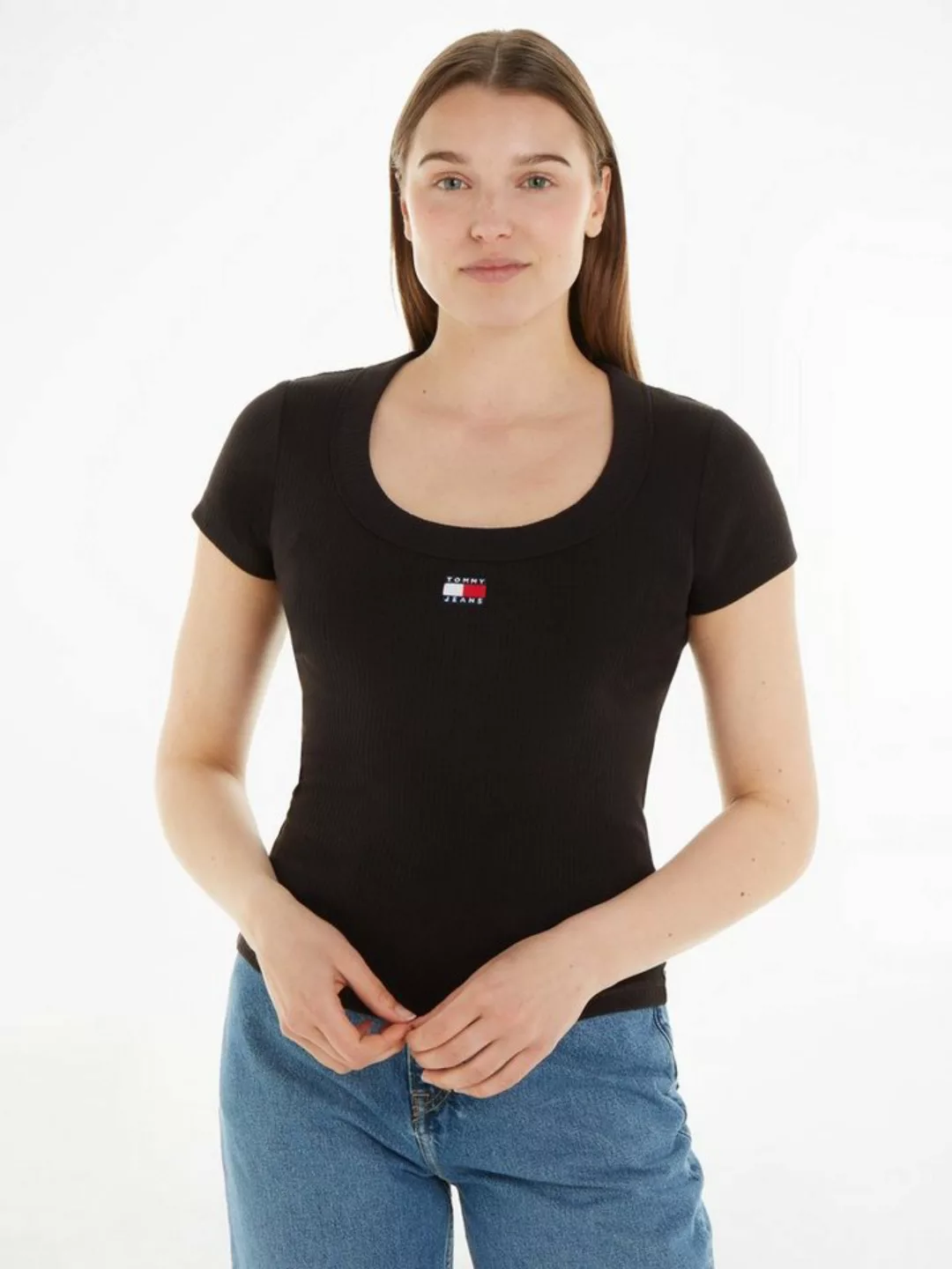 Tommy Jeans T-Shirt TJW SLIM BADGE RIB TEE SS mit Logostickerei günstig online kaufen