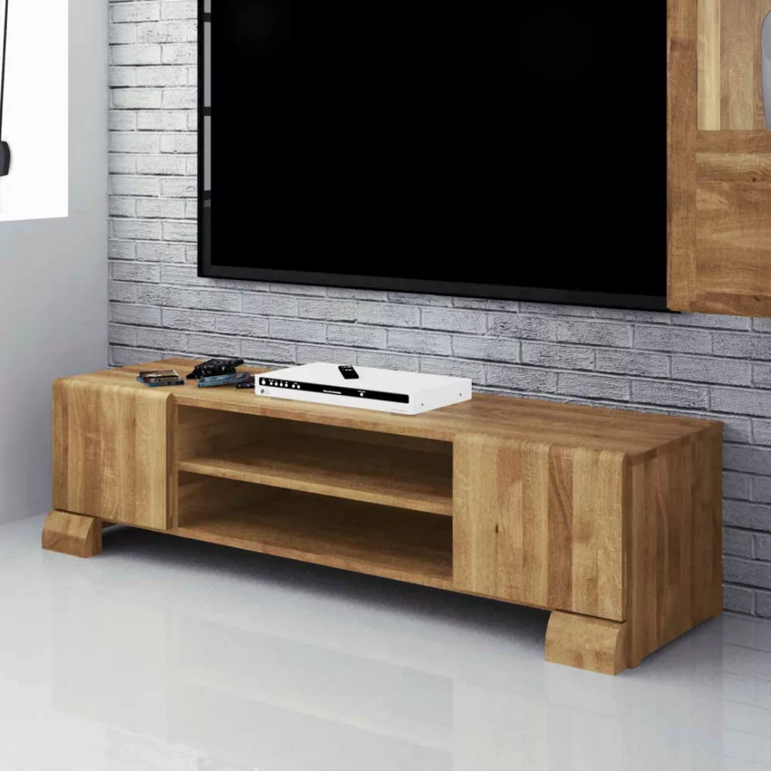 TV Board aus Wildeiche Massivholz 160 cm günstig online kaufen