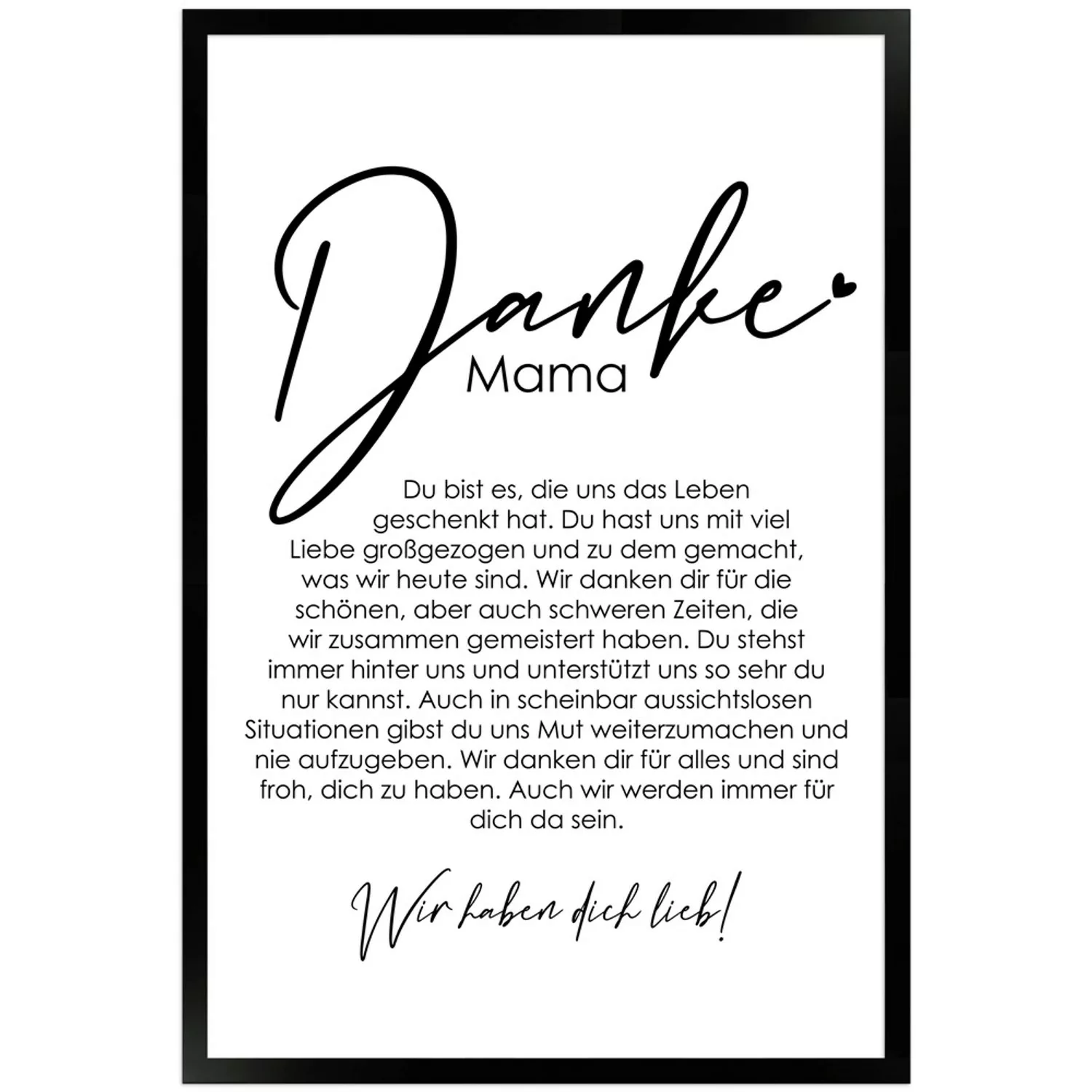 WANDStyle Gerahmtes Poster Danke Mama 40 x 60 cm Geschenkidee für Mehrere P günstig online kaufen