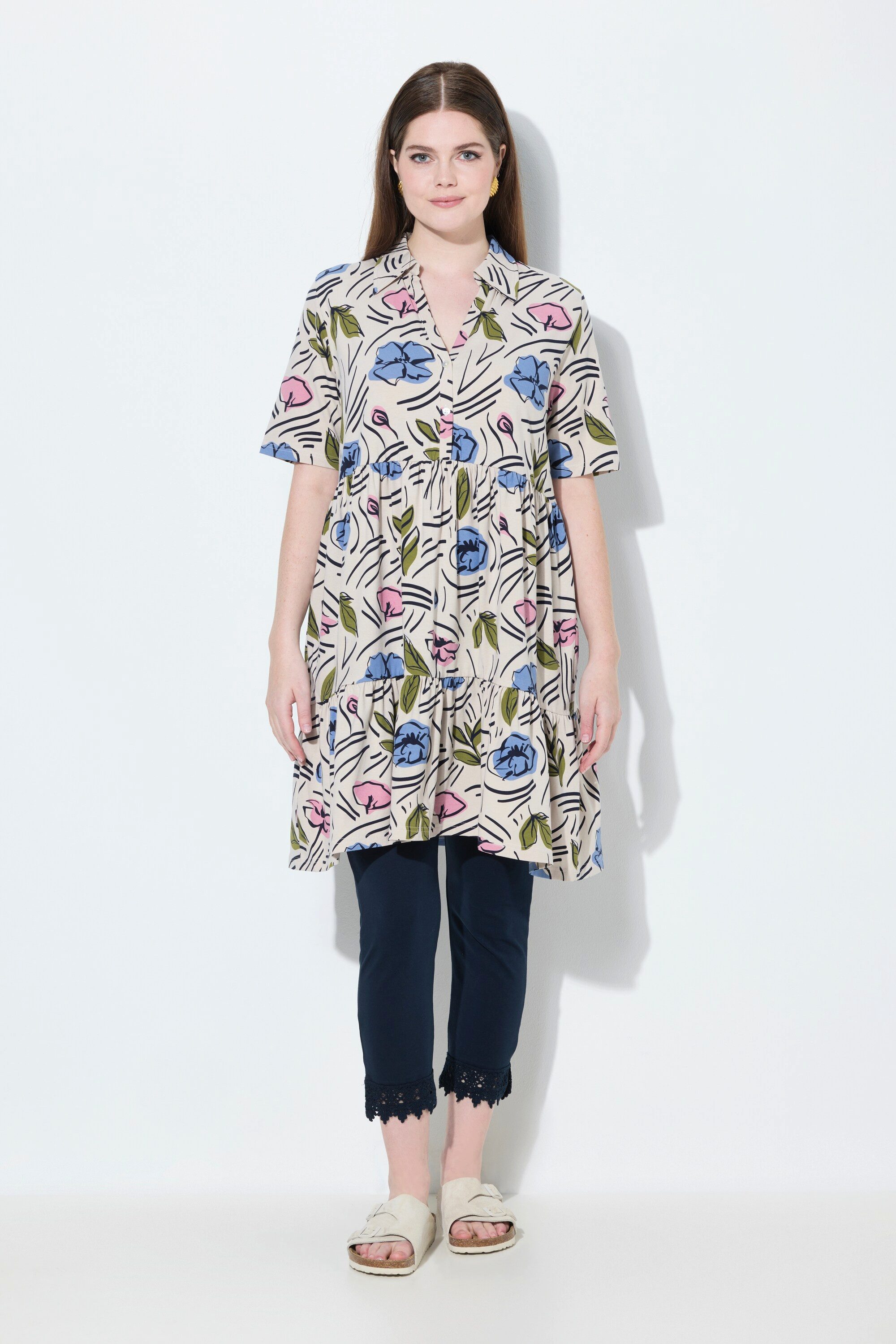 Ulla Popken Longshirt Longshirt Blüten A-Linie günstig online kaufen