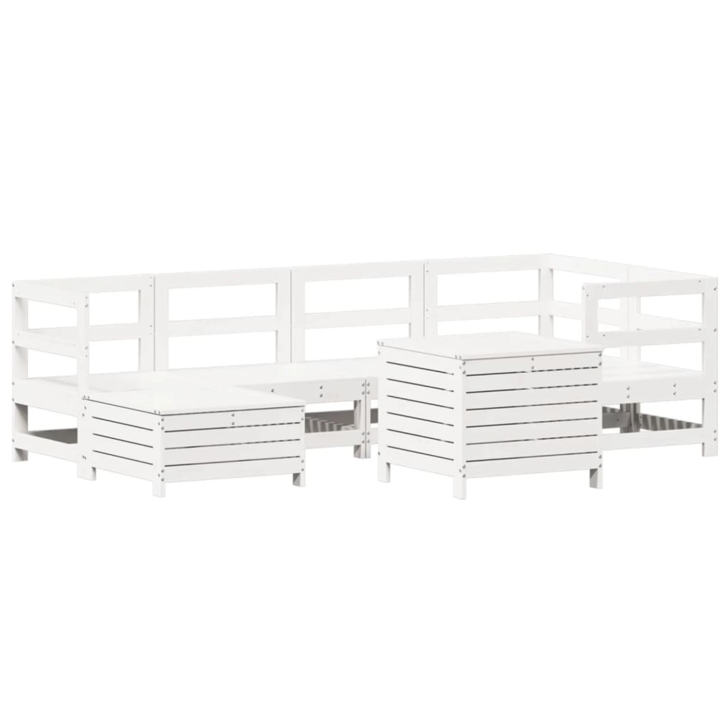 vidaXL 7-Tlg Garten-Sofagarnitur Weiß Massivholz Kiefer 3250965 günstig online kaufen