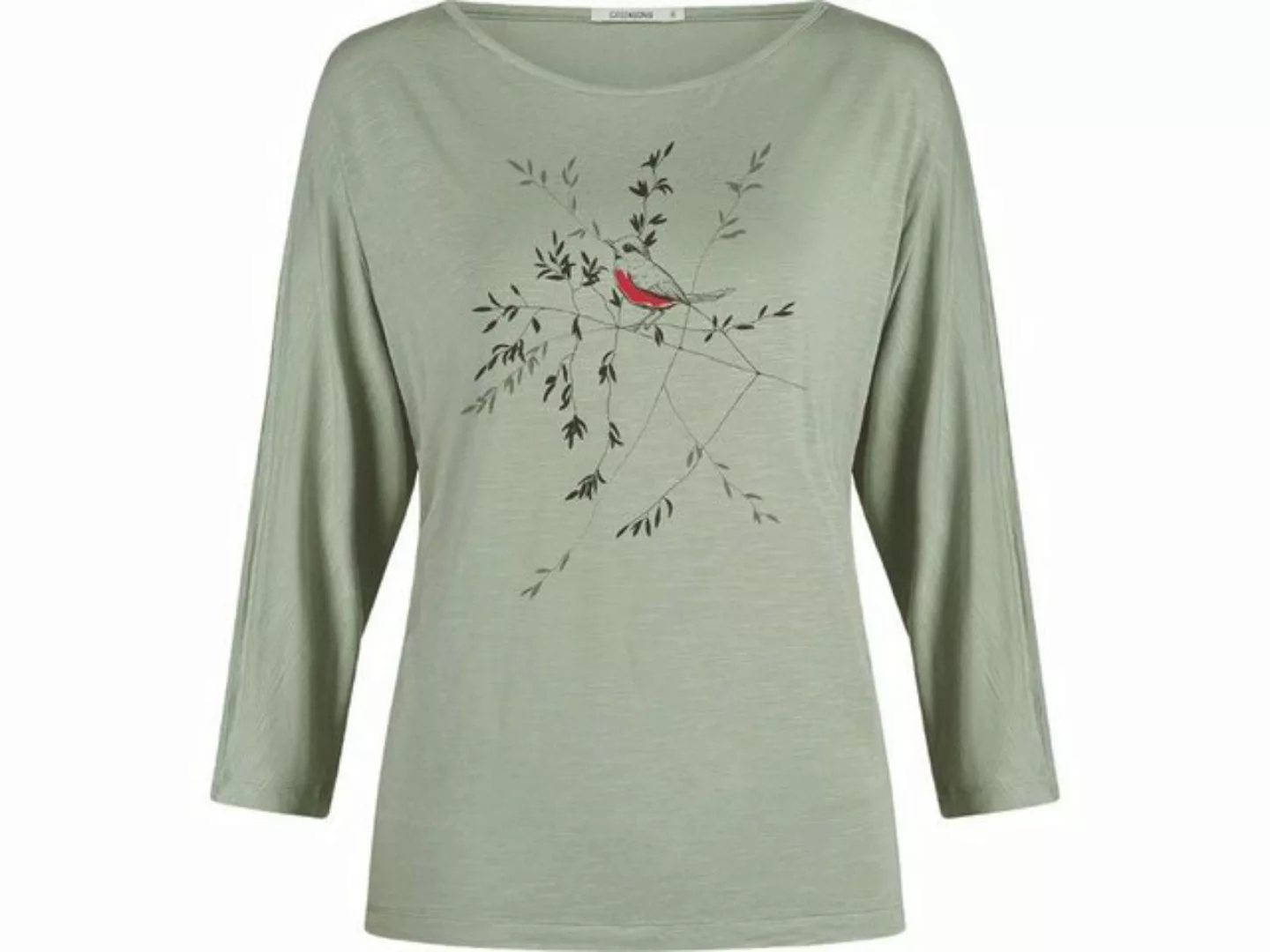 GreenBomb Langarmshirt GREENBOMB Damen-Langarmshirt 'Bird Branch' mit 3/4 günstig online kaufen