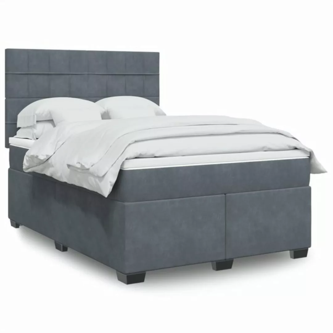 vidaXL Boxspringbett mit Matratze Dunkelgrau 140x200 cm Samt2099667 günstig online kaufen