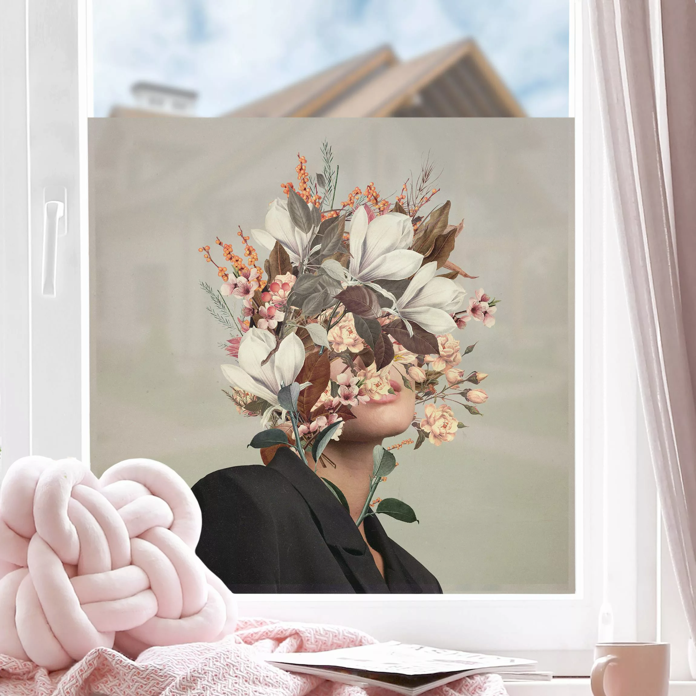 Fensterfolie Blumen Porträt - Beige Magnolien günstig online kaufen