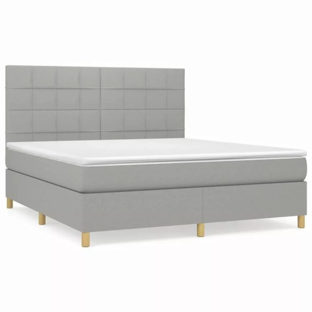 furnicato Bett Boxspringbett mit Matratze Hellgrau 180x200 cm Stoff günstig online kaufen