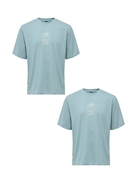 ONLY & SONS T-Shirt T-Shirt 2er-Set Rundhals Kurzarm (1-tlg) 7638 in Blau-2 günstig online kaufen