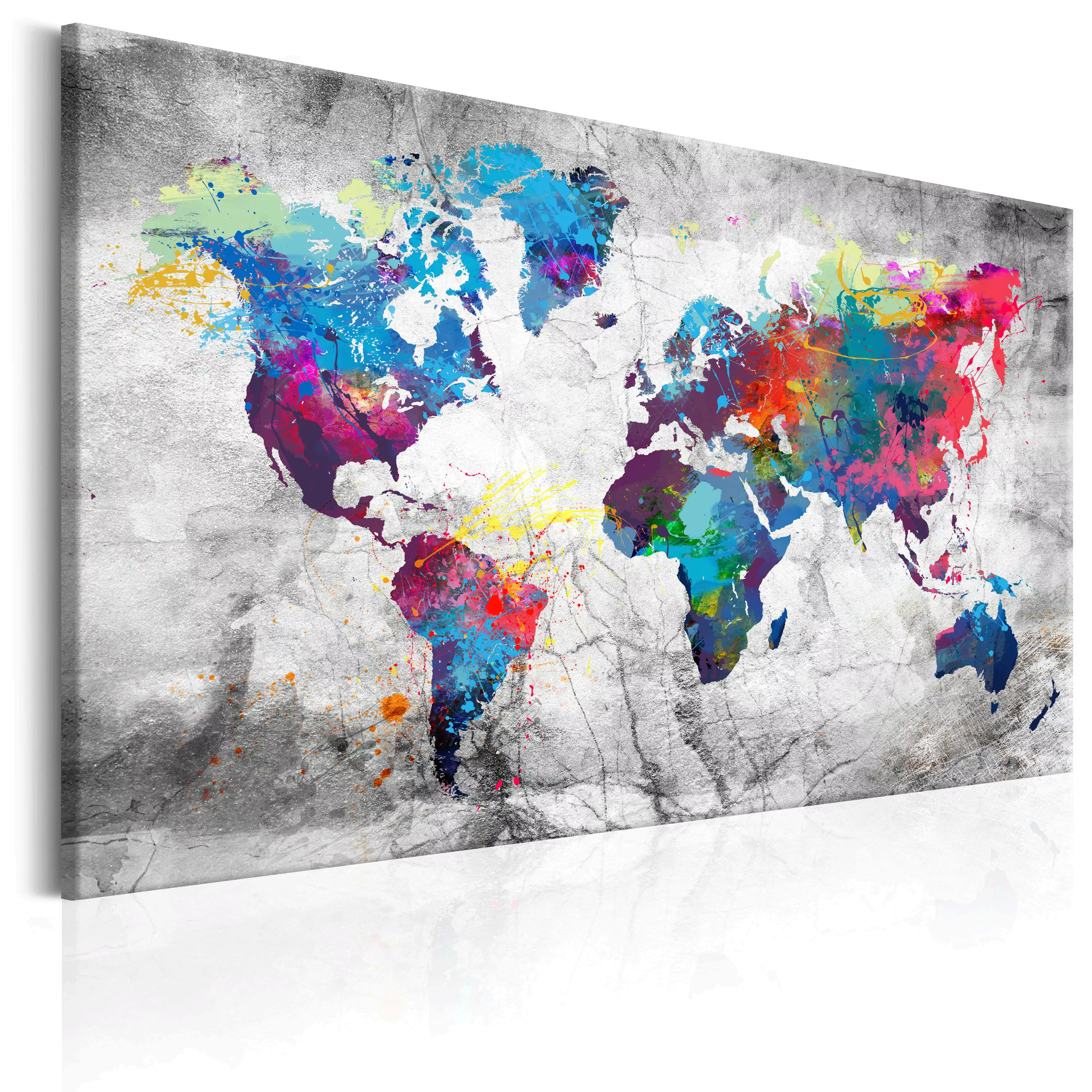 Wandbild - World Map: Grey Style günstig online kaufen