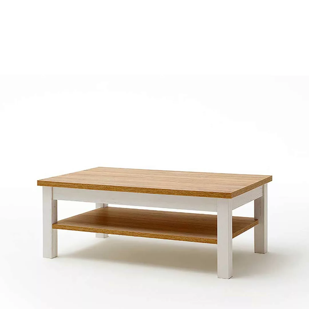 Wohnzimmer Tisch in Weiß und Eiche Optik Landhaus Design günstig online kaufen