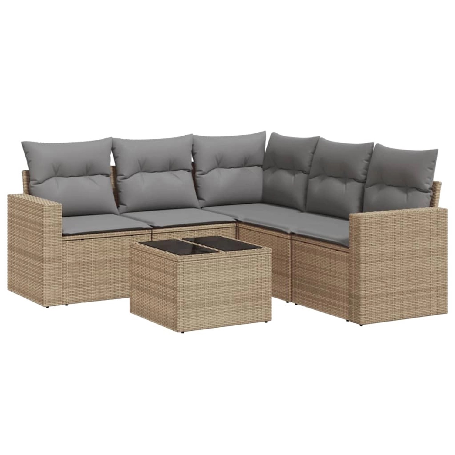 vidaXL 6-Tlg Garten-Sofagarnitur mit Kissen Beige Poly Rattan 3218949 günstig online kaufen