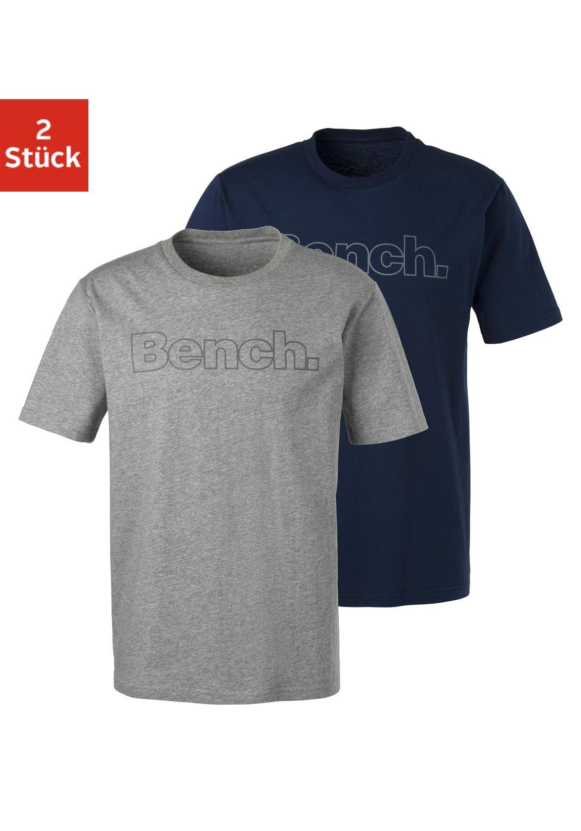 Bench. Loungewear T-Shirt, (2 tlg.), Shirt mit Logoprint, Basicshirt mit Ru günstig online kaufen