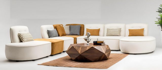 Xlmoebel Ecksofa Modulares Ecksofa in L-Form mit Bezug aus beigem Stoff und günstig online kaufen