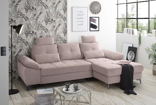 ED EXCITING DESIGN Ecksofa "Auckland L-Form", mit Bettfunktion, Bettkasten, günstig online kaufen