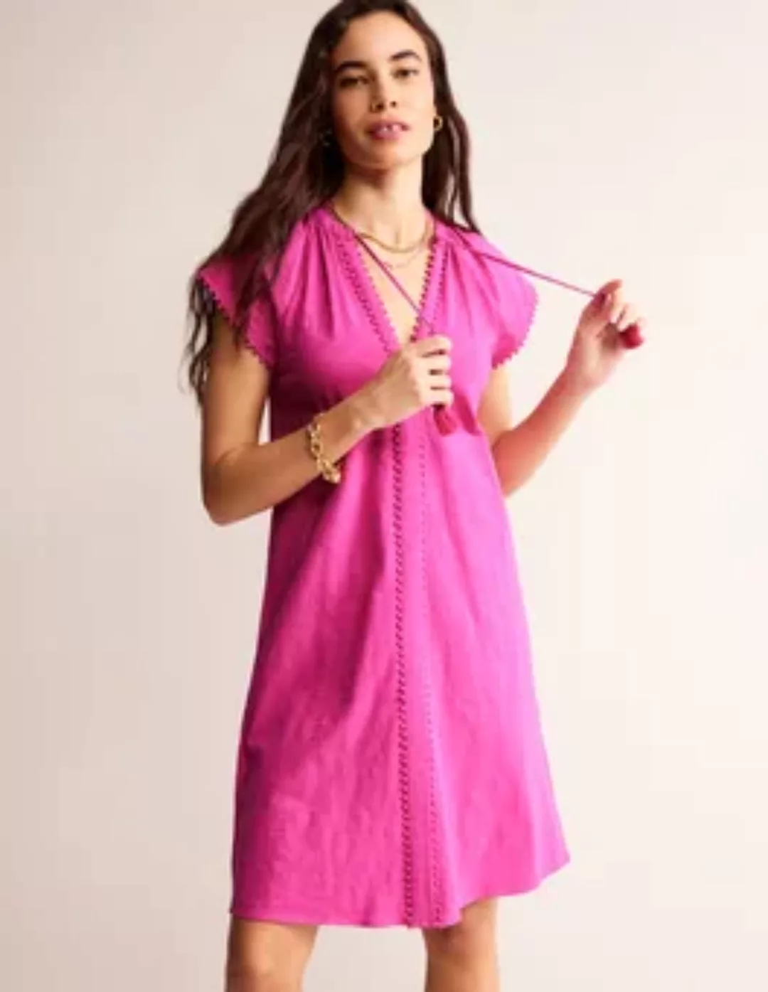 Millie Pom Cotton Dress Damen Boden, Magenta günstig online kaufen