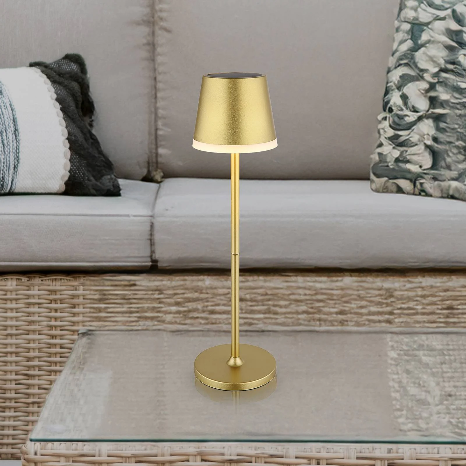 LED-Solarleuchte Metall, goldfarben, Höhe 41 cm, IP44 günstig online kaufen