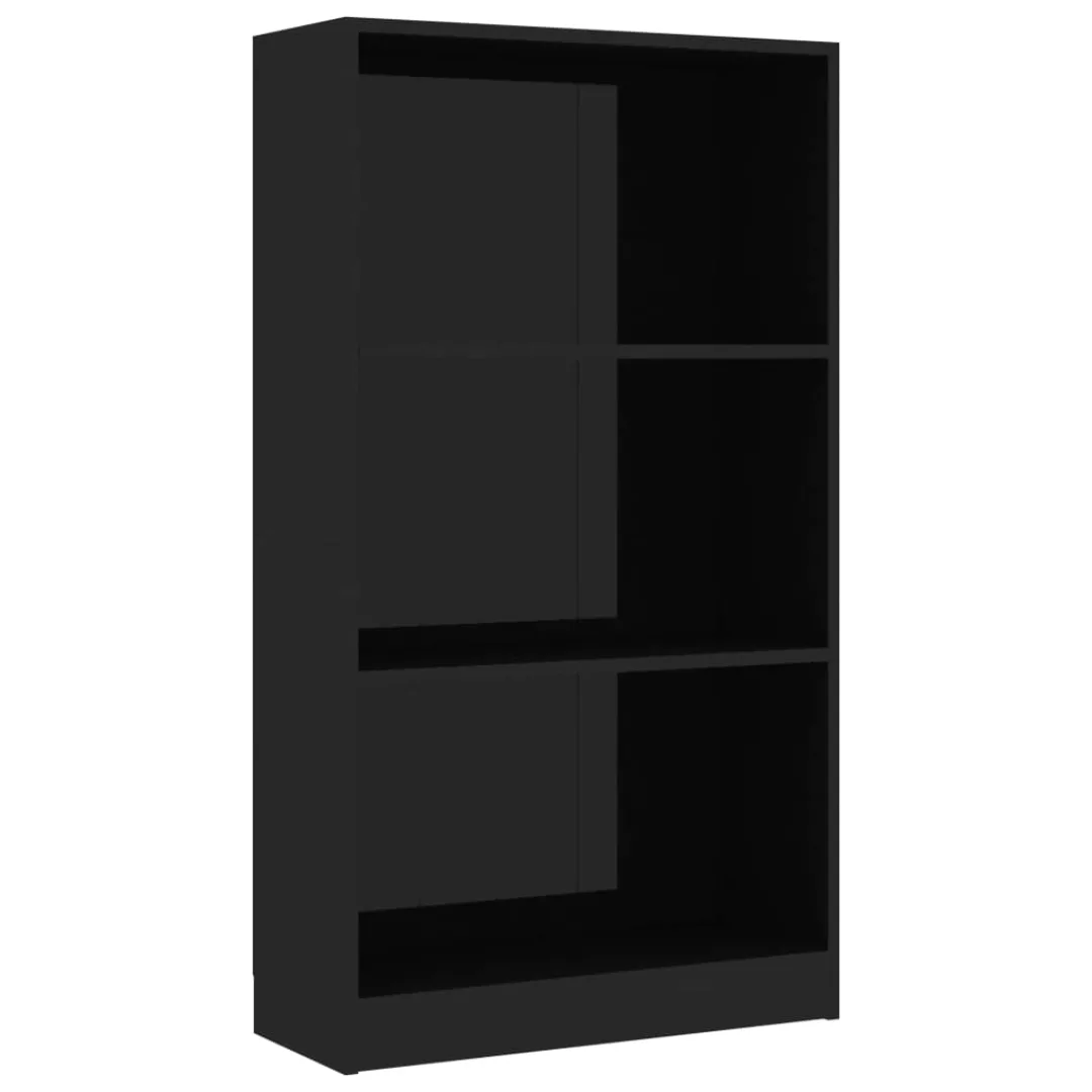 Bücherregal 3 Fächer Hochglanz-schwarz 60x24x108 Cm Spanplatte günstig online kaufen