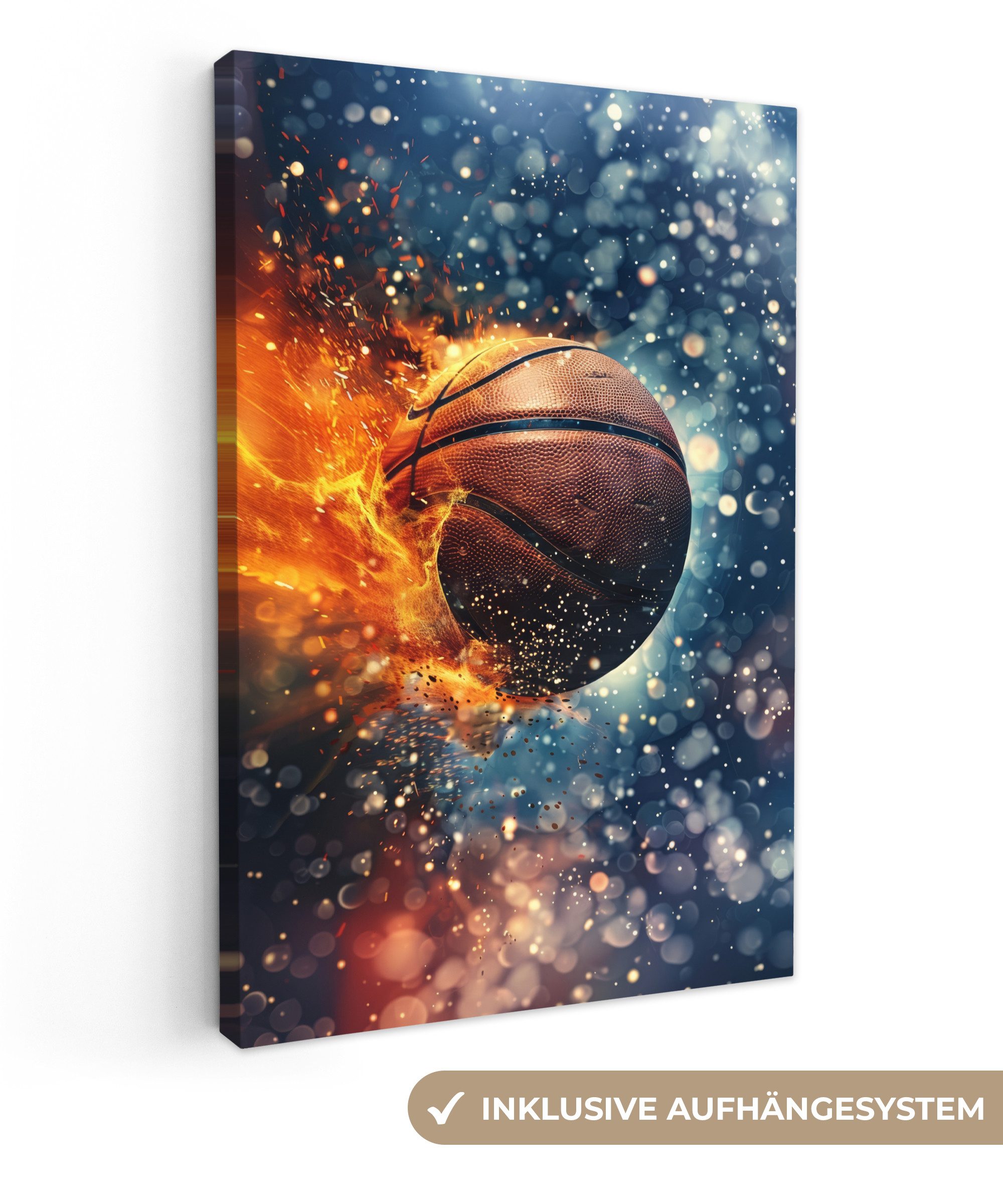 OneMillionCanvasses® Leinwandbild Basketball - Feuer - günstig online kaufen