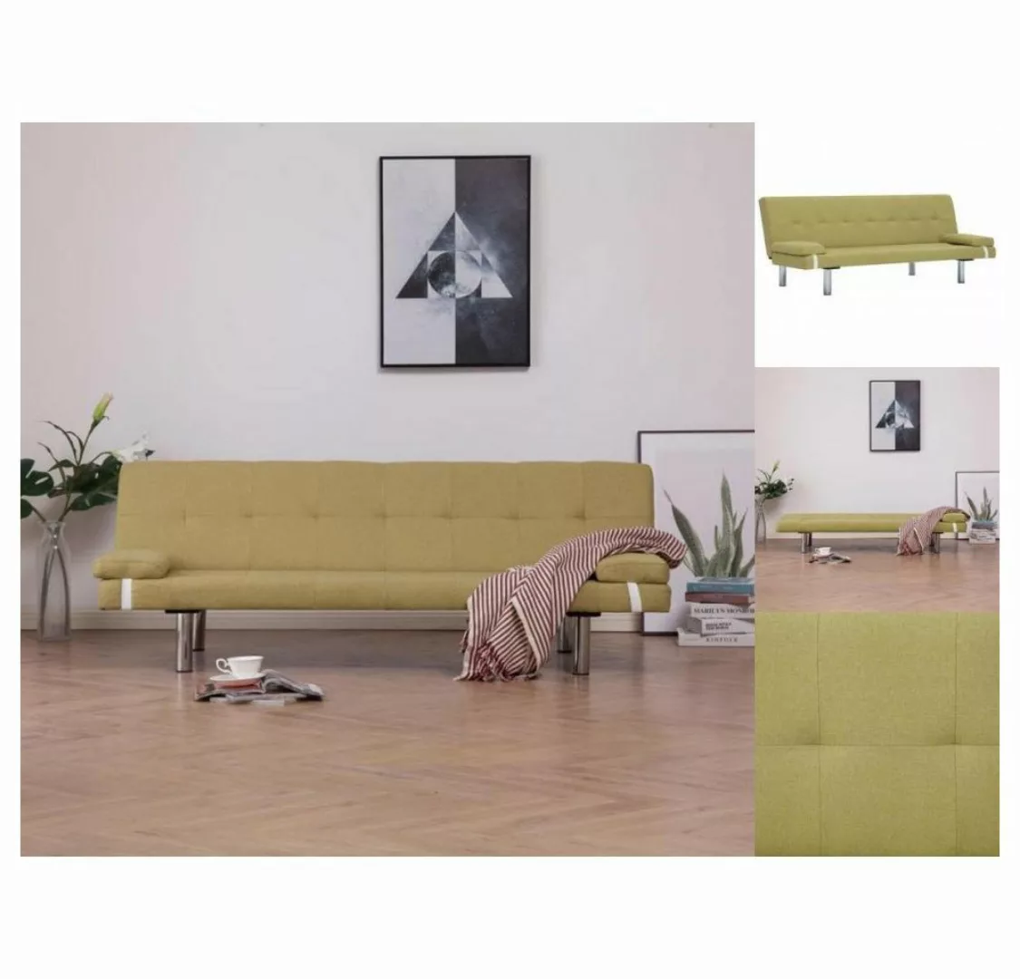 vidaXL Sofa Schlafsofa mit zwei Kissen Grün Polyester Schlafcouch Schlaffun günstig online kaufen
